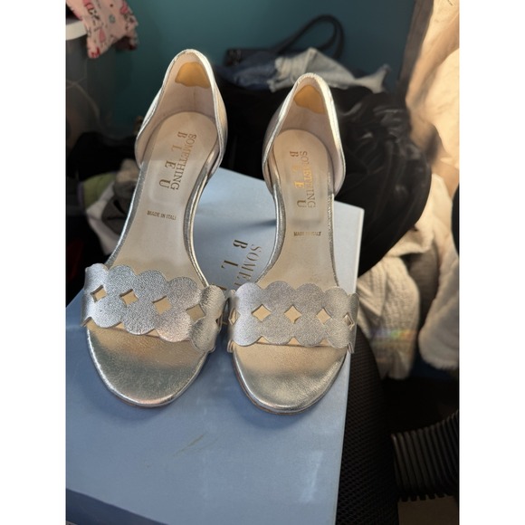 Something‎ Blue Silver Dress Shoes Size 5.5 Made In Italy